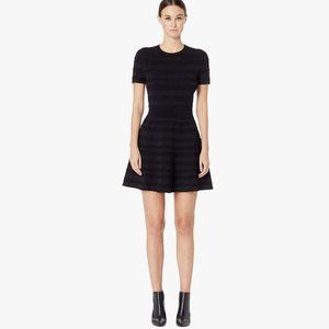 The Kooples Women's Short Sleeve Power Stretch Knit Dress with Scalloping | sz 2